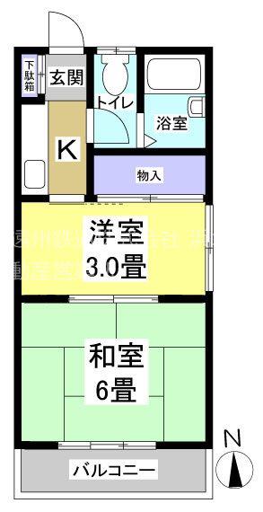 コーポ宮口(2K/1階)の間取り写真