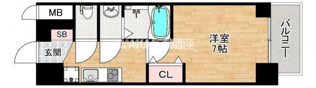 DOUBLE NINE RESIDENCE TENNOJIMINAMI(1K/2階)の間取り写真