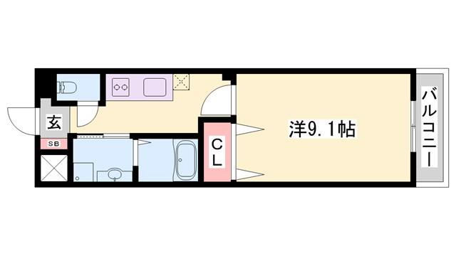 コンフォート(1K/1階)の間取り写真