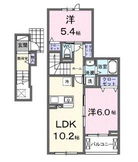 クレシェント(2LDK/2階)の間取り写真