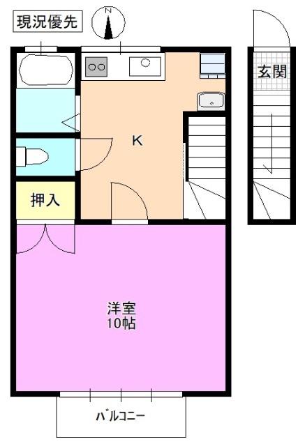CASAマサキE(1K/2階)の間取り写真