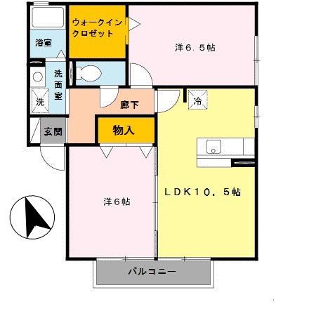 アークハイツIIA棟(2LDK/2階)の間取り写真
