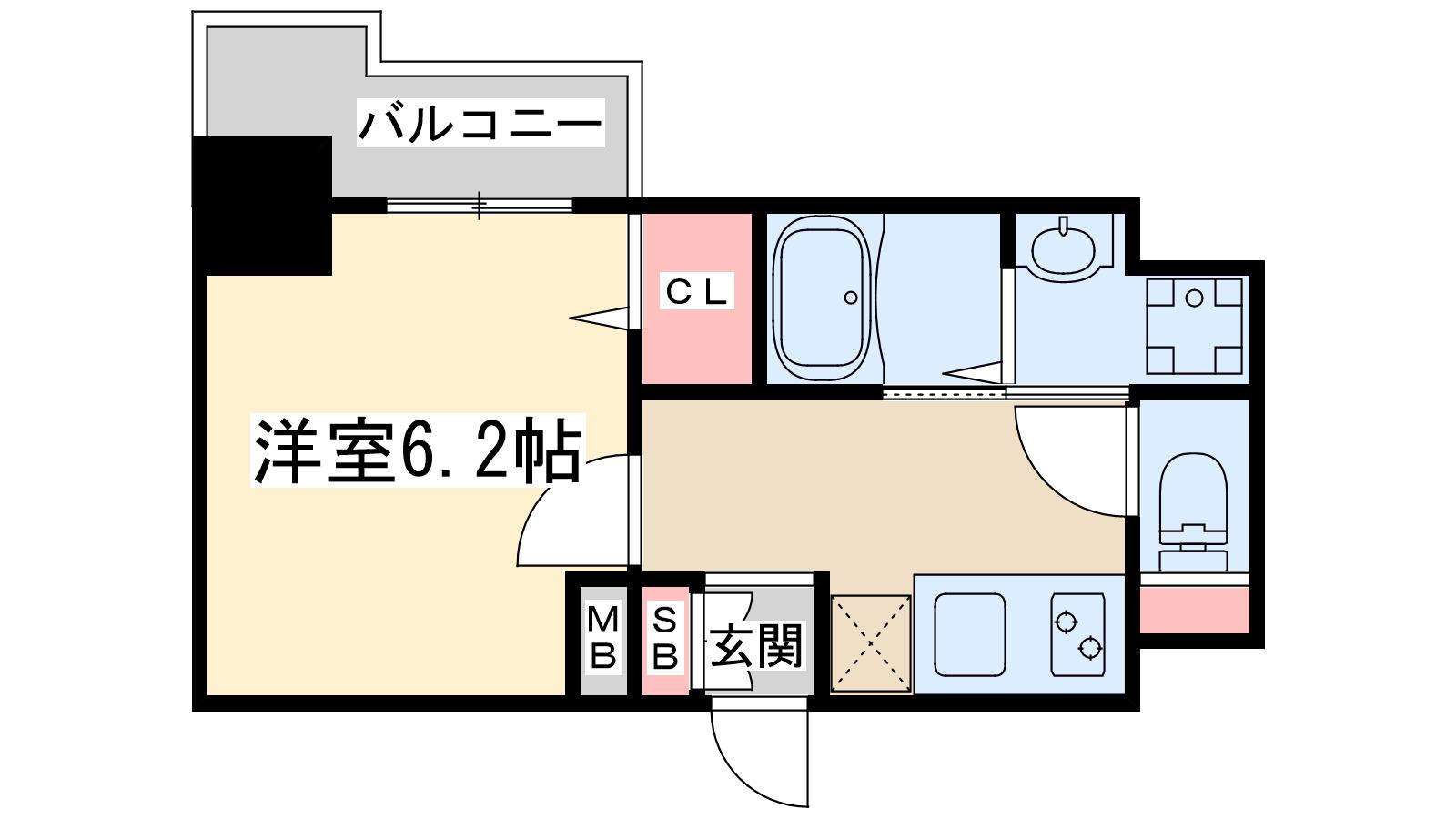 ディームス新大阪(1K/9階)の間取り写真