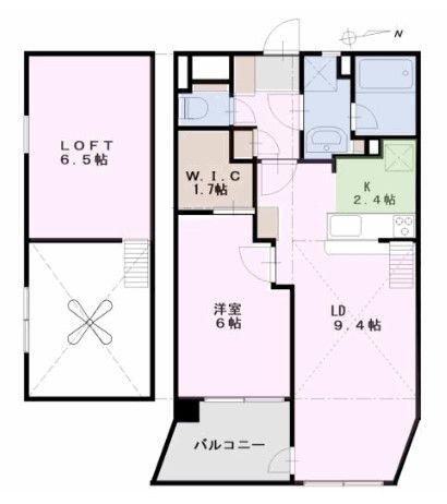 オアシスA棟(1LDK/4階)の間取り写真