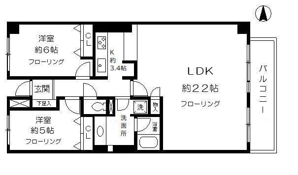 幕張台パークレジデンス(2LDK/5階)の間取り写真