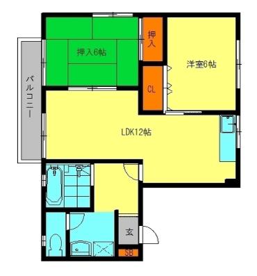 セジュールリカーII(2LDK/2階)の間取り写真