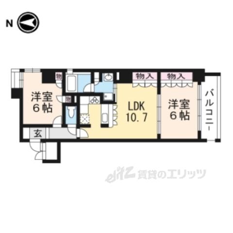 リーガル京都四条烏丸(2LDK/5階)の間取り写真