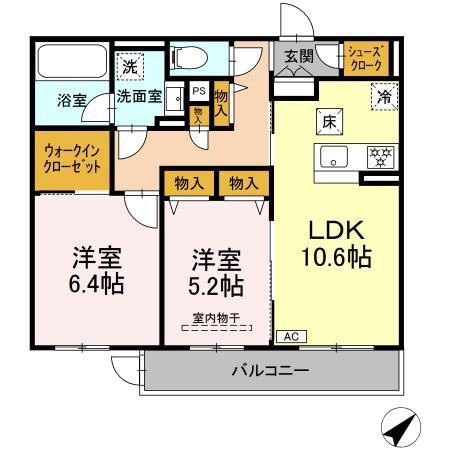 AN RESIDENCE(2LDK/1階)の間取り写真
