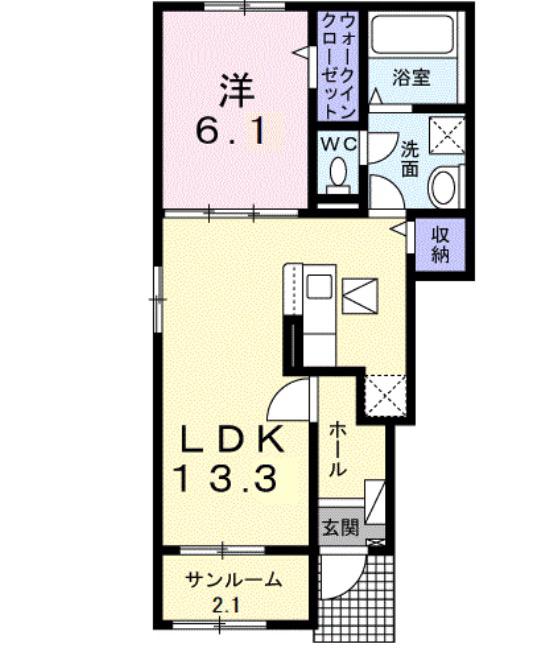 エーデルガーデンIII(1LDK/1階)の間取り写真