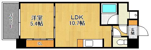 LA DOUCEUR西宮北口(1LDK/4階)の間取り写真