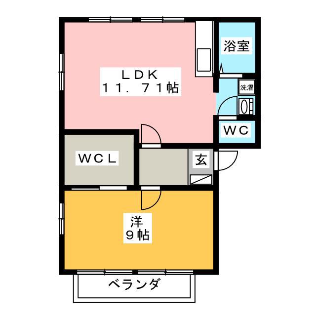 グリーンステージ A棟(1LDK/2階)の間取り写真