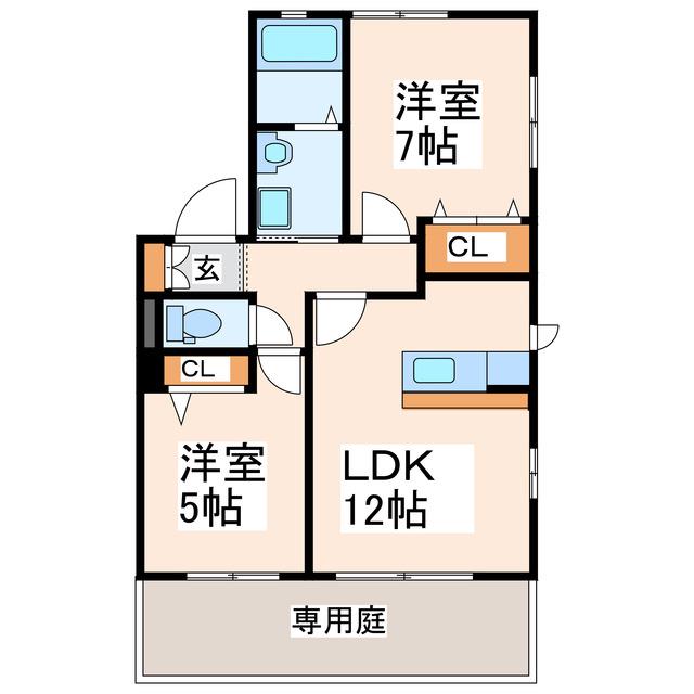 サンクレール(2LDK/1階)の間取り写真