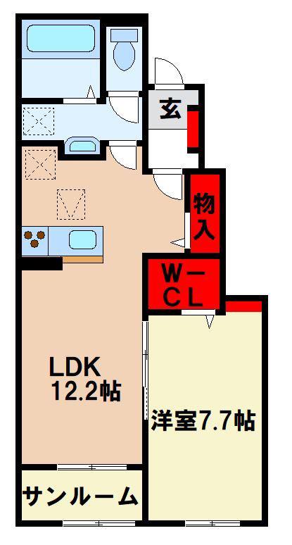 トロント筑前(1LDK/1階)の間取り写真