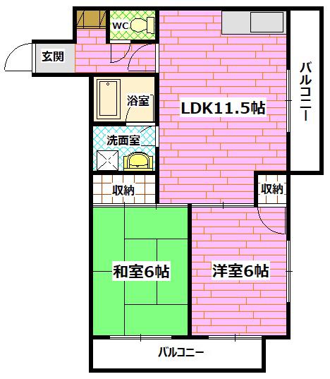 メゾン親和(2LDK/3階)の間取り写真