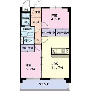 プリリアンスTAKEKOSHI(2LDK/5階)の間取り写真
