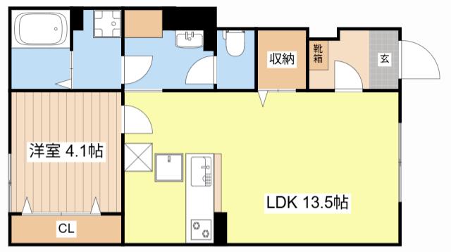 CHOUETTE(1LDK/1階)の間取り写真