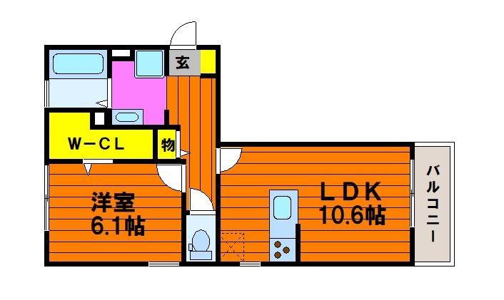 NOVE(1LDK/2階)の間取り写真