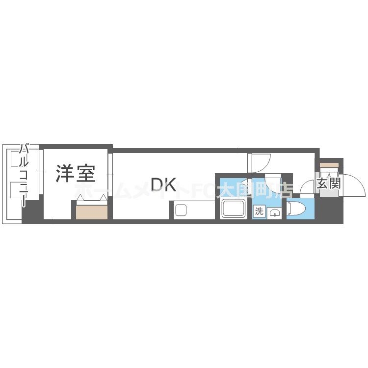 ALIVIS新町(1DK/8階)の間取り写真