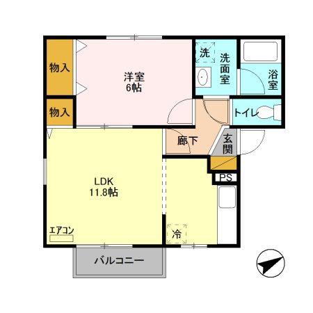 ロイヤルガーデン(1LDK/2階)の間取り写真