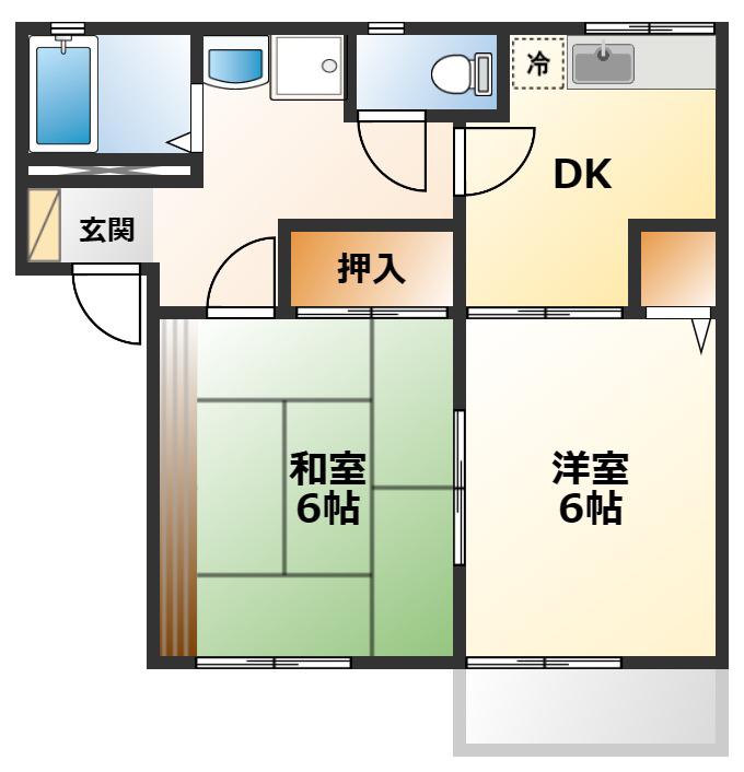 サニーハウス(2DK/2階)の間取り写真