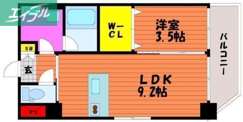 スカイガーデン春日町(1LDK/6階)の間取り写真