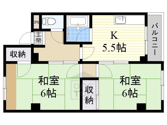 シティコープ庄(2DK/3階)の間取り写真
