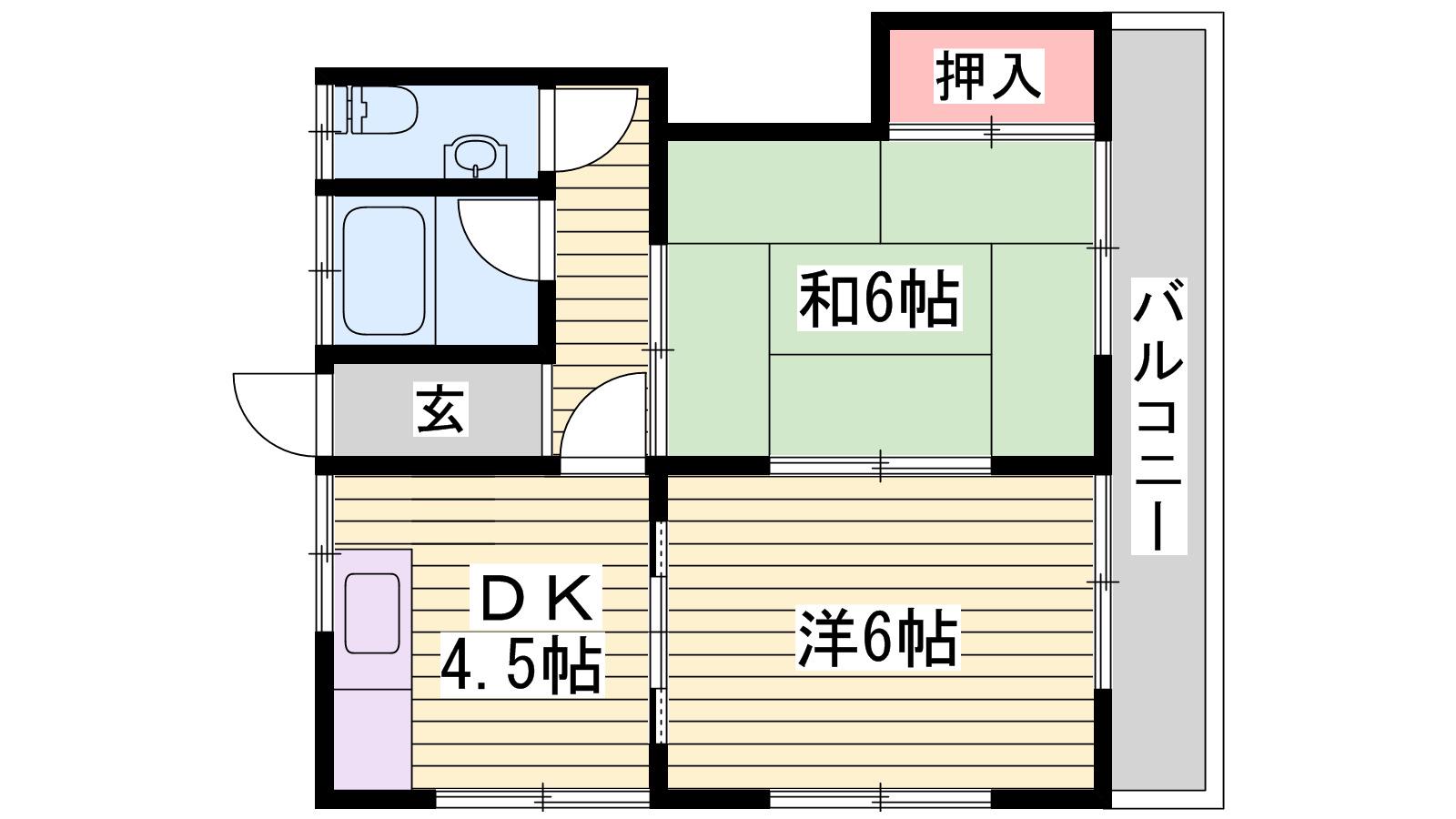 グリーンハイツ 北棟(2K/2階)の間取り写真