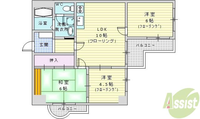 南千里ハイツ(3LDK/5階)の間取り写真