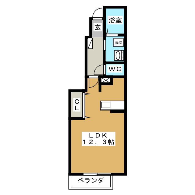ブラン・アクティブ II(ワンルーム/1階)の間取り写真