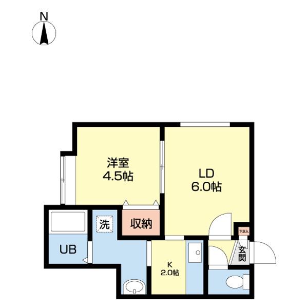 リュミエール(1LDK/2階)の間取り写真