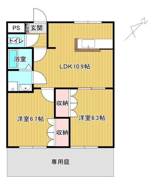 せせらぎ(2LDK/1階)の間取り写真