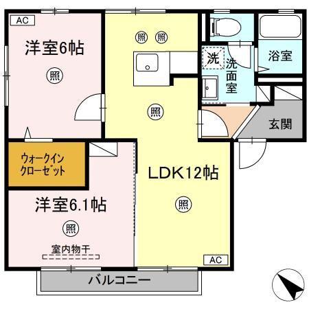 クレストパレスA(2LDK/2階)の間取り写真