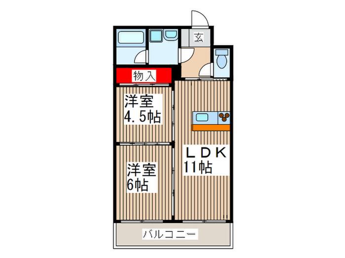 ブランドール大戸(2LDK/2階)の間取り写真