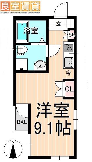 CASA AVENUE TSURUMAI(ワンルーム/4階)の間取り写真