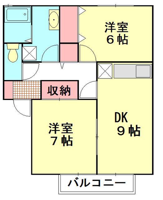 ロイヤルガーデンM(2DK/2階)の間取り写真