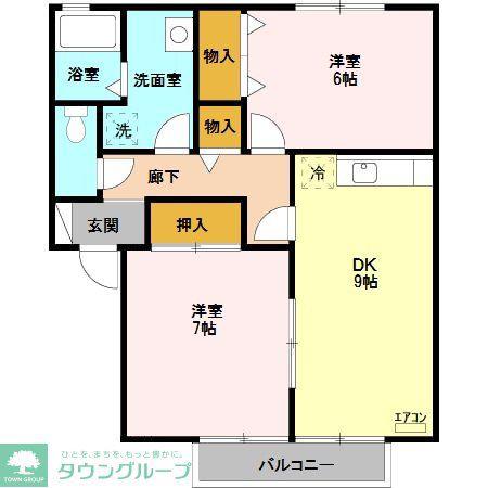 ロイヤルガーデンM AB(2DK/2階)の間取り写真