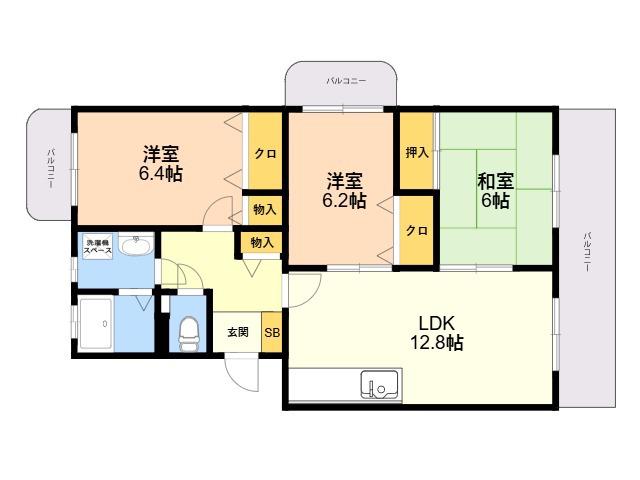 リヴェール伊賀Ⅱ(3LDK/3階)の間取り写真
