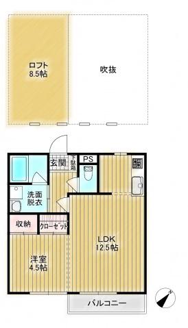 メゾンシャルールY・C(1LDK/1階)の間取り写真