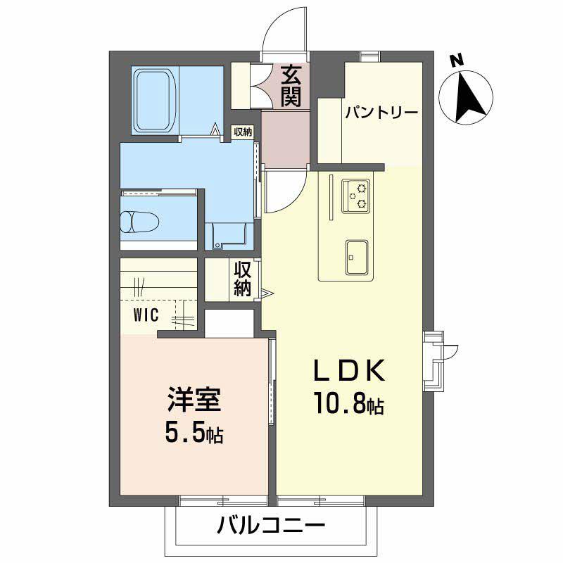 グランシード富沢B(1LDK/1階)の間取り写真