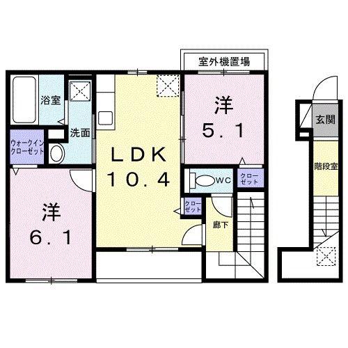 プラム江坂(2LDK/2階)の間取り写真