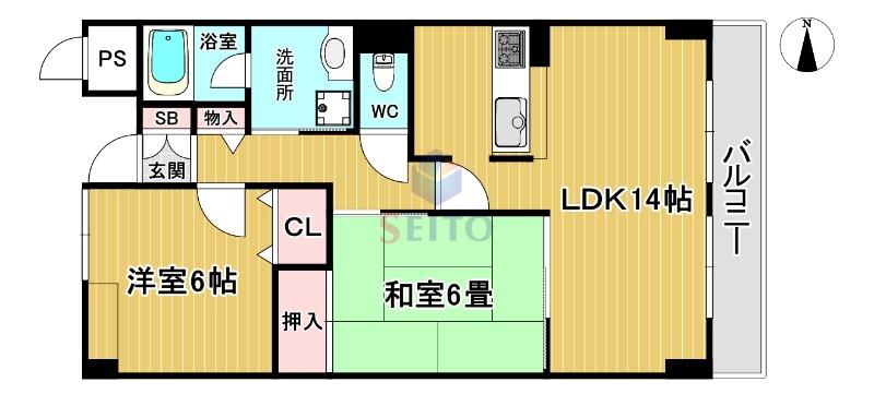 GMY千里園マンション(2LDK/2階)の間取り写真