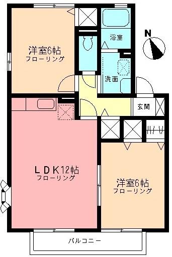 ヴェルドミールII(2LDK/2階)の間取り写真