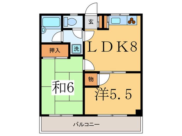 宮の原ヴィレッジ(2LDK/2階)の間取り写真