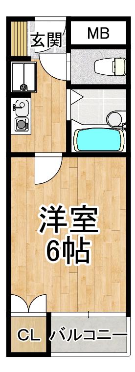 RX富田林(1K/4階)の間取り写真