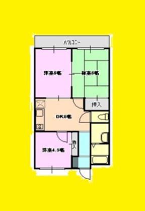グリーンアベニューⅡ号棟(3DK/2階)の間取り写真