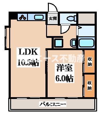 マンション ぼくの家なかの(1LDK/5階)の間取り写真