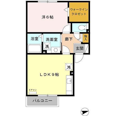 アグリーブル(1LDK/2階)の間取り写真