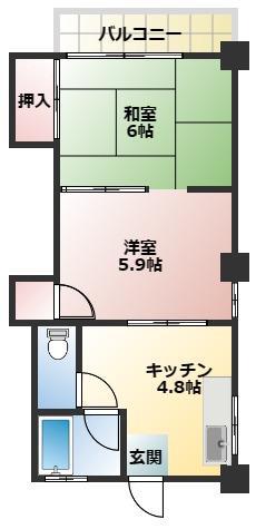 コーポ真美(2K/1階)の間取り写真