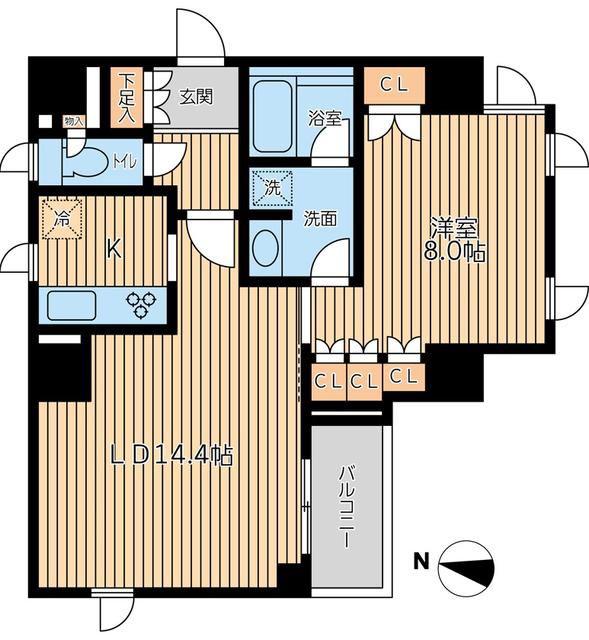 CITY SPIRE半蔵門(1LDK/2階)の間取り写真