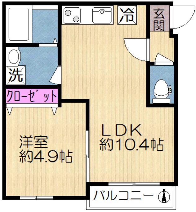セレニティコート(1LDK/1階)の間取り写真